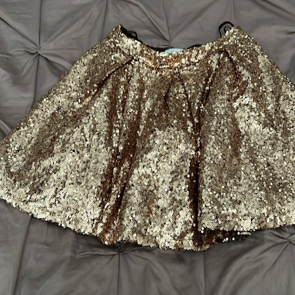 Vestique Women's Gold Sequin Mini Lined Skirt Sz Small (511)